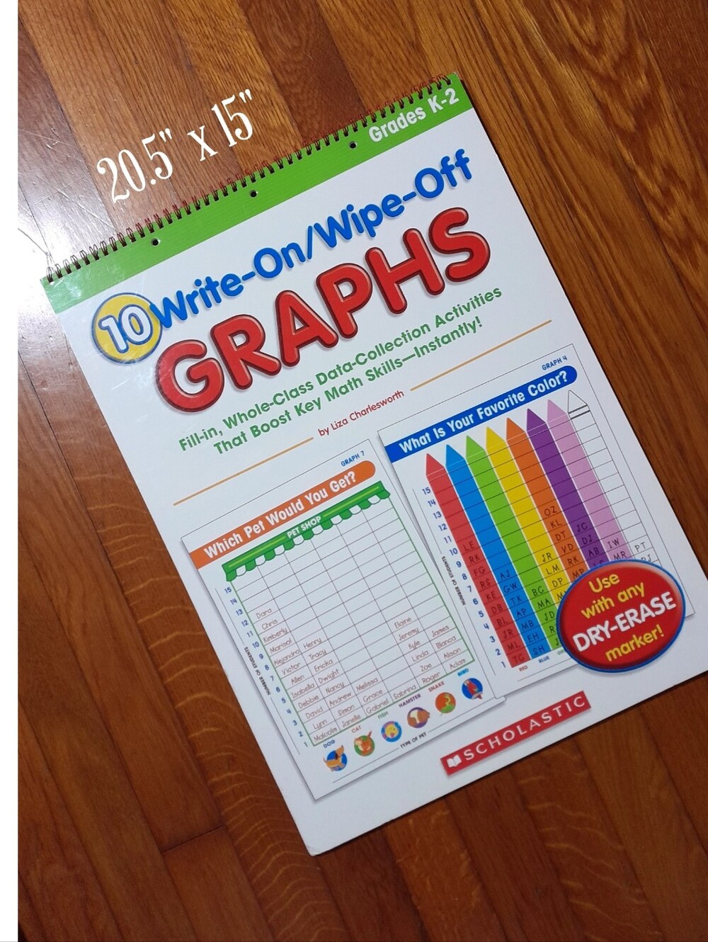 vintage 2006 scholastic  write on wipe off graphs xl book